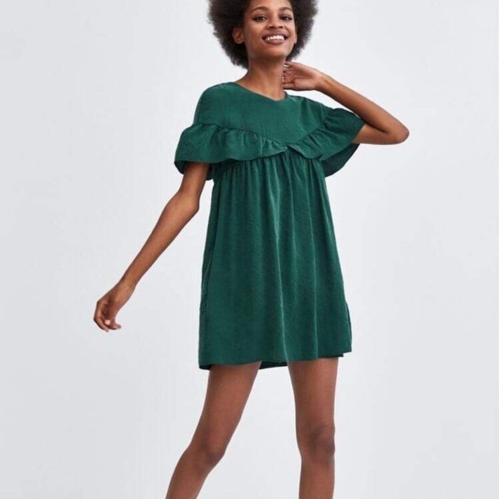 Zara trf collection Emerald green oversized pocket shorts romper/‎ jumpsuit